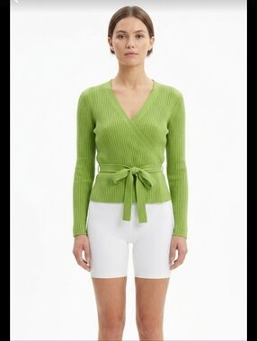 Relativity Ballet Wrap Sweater Top S 90s Ribbed Long Sleeve #25